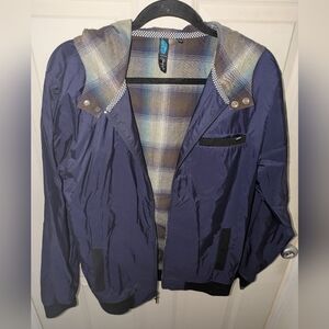 Men's Blue Plaid Hooded Jacket